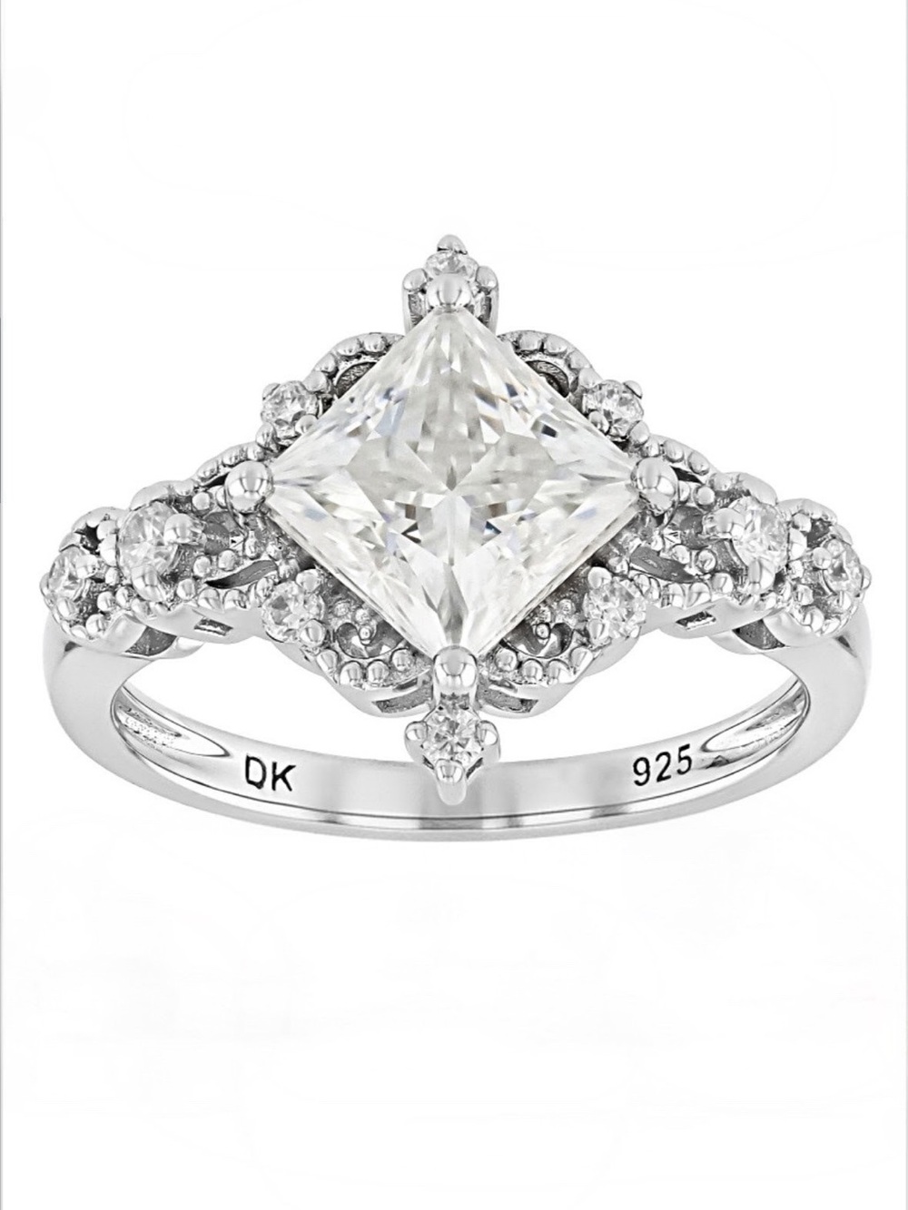 NEW Moissanite Platineve Princess Cut Ring 925 Sterling Silver